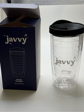 Clear Travel Tumbler with Black Lid - 16 oz